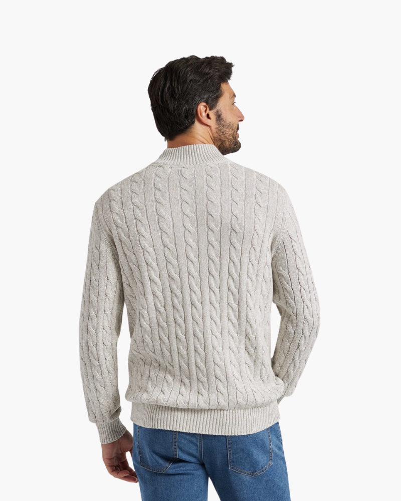 Sweter w splot kabelkowy z zamkiem dla mężczyzn