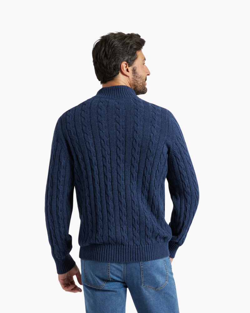 Sweter w splot kabelkowy z zamkiem dla mężczyzn
