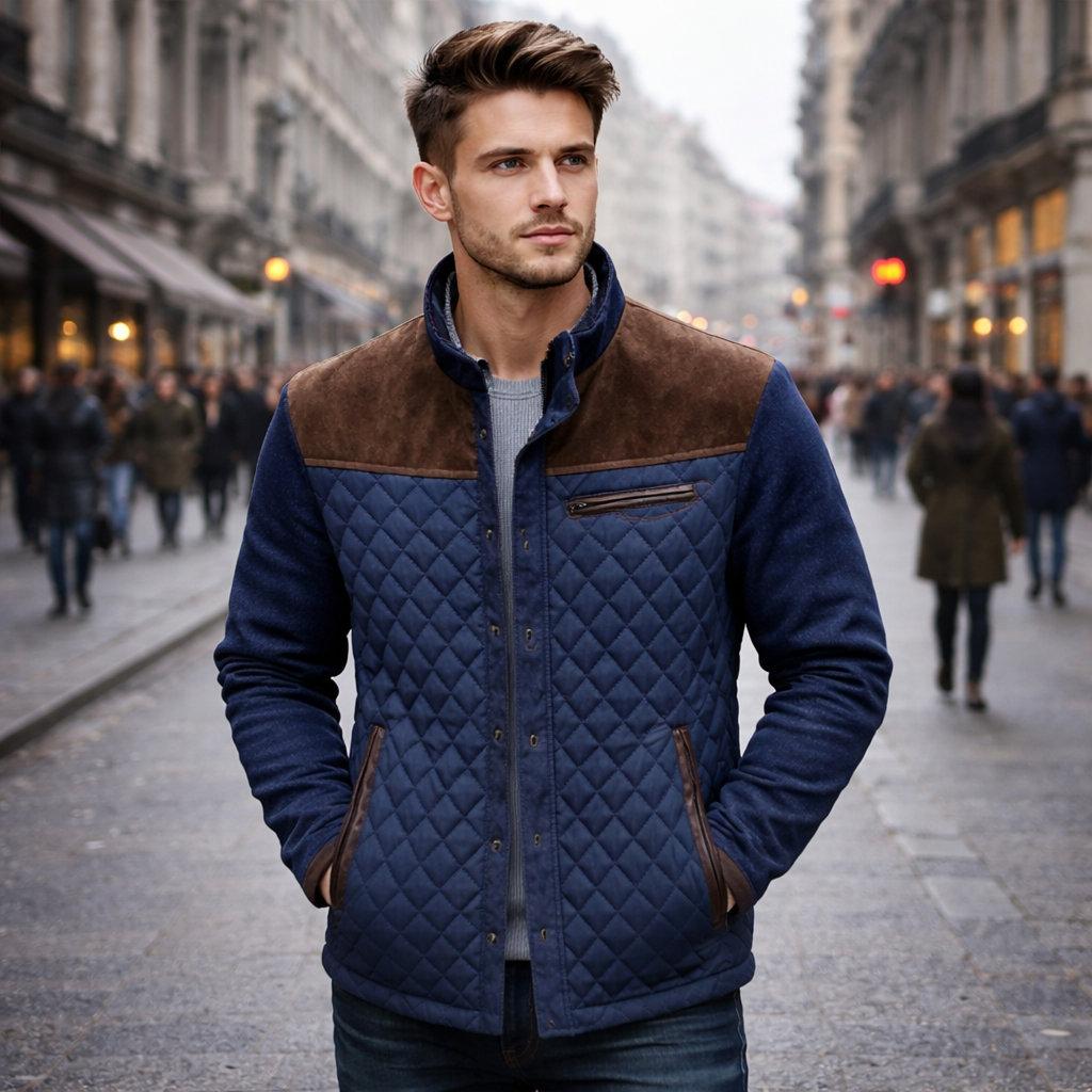 Pikowana Kurtka Dżinsowa Slim Fit Casual