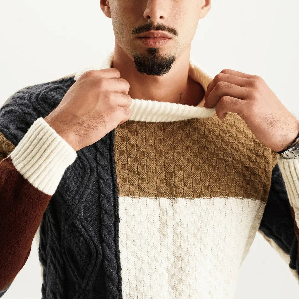 Sweter z dzianiny w stylu color block, o dopasowanym kroju, męski