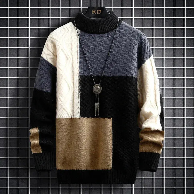 Sweter z dzianiny w stylu color block, o dopasowanym kroju, męski