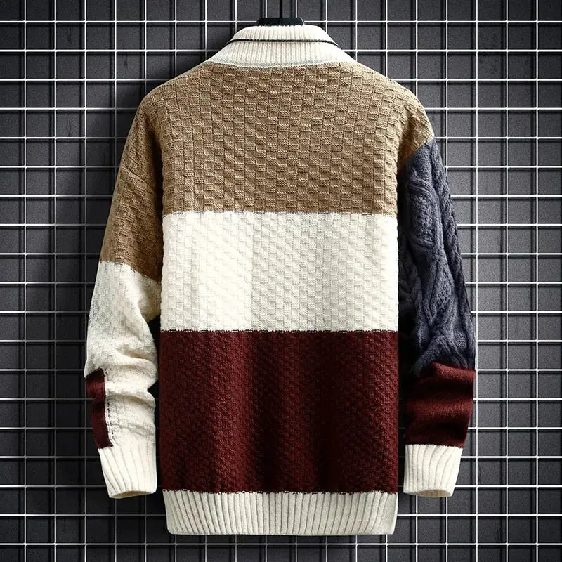 Sweter z dzianiny w stylu color block, o dopasowanym kroju, męski