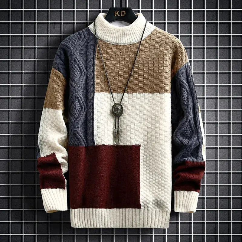Sweter z dzianiny w stylu color block, o dopasowanym kroju, męski