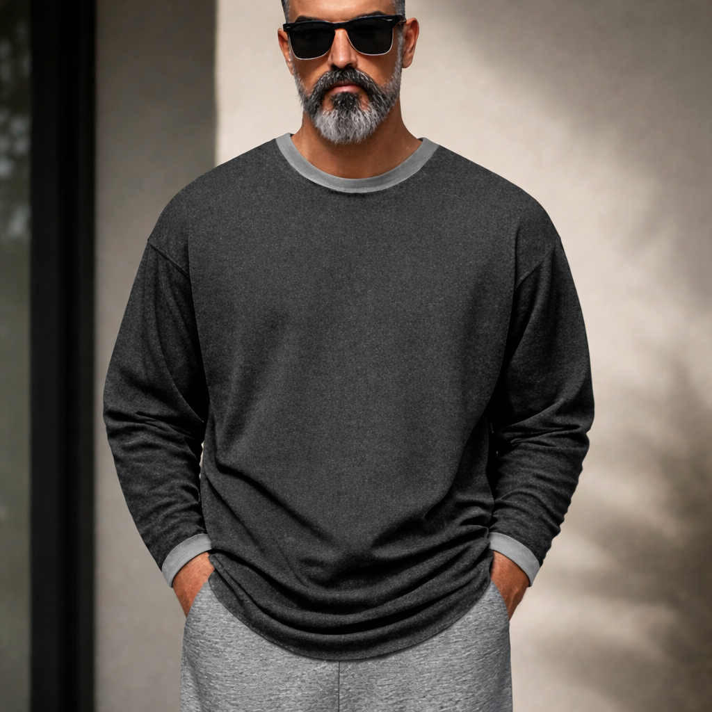 Bluza męska z bawełny z okrągłym dekoltem, luźny krój