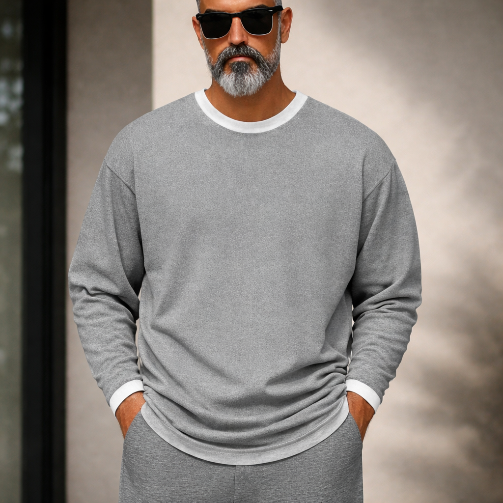 Bluza męska z bawełny z okrągłym dekoltem, luźny krój