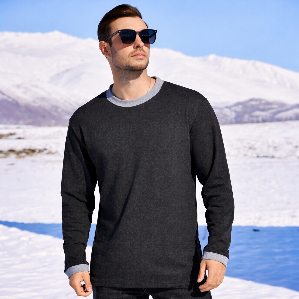 Bluza męska z bawełny z okrągłym dekoltem, luźny krój