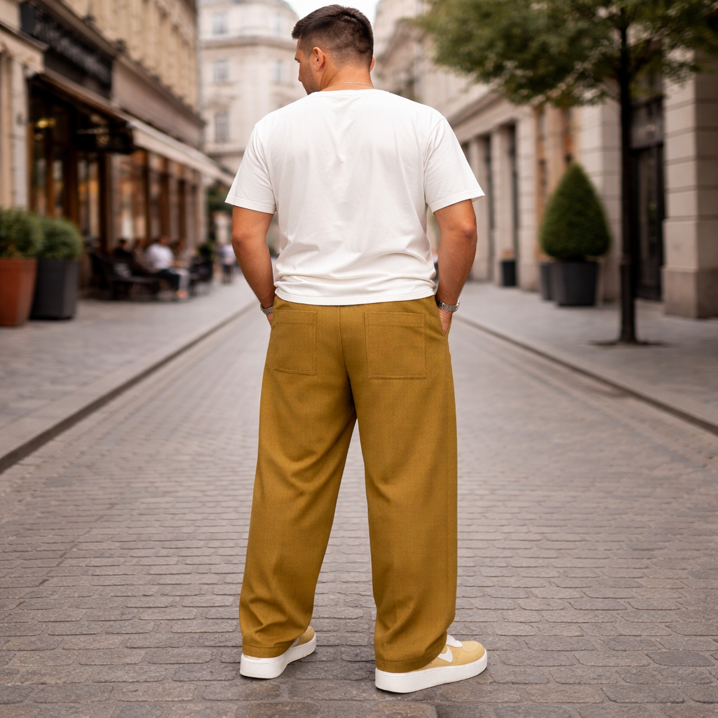 Spodnie z teksturowanym sznurkiem, luźny krój, męskie