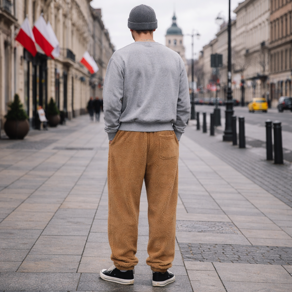 Spodnie dresowe z polaru Luźny krój Męskie