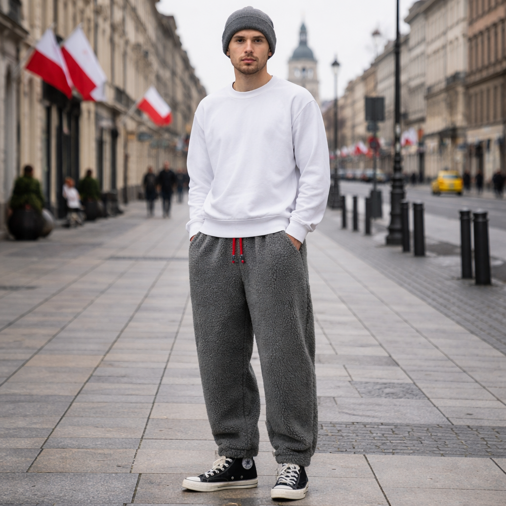 Spodnie dresowe z polaru Luźny krój Męskie