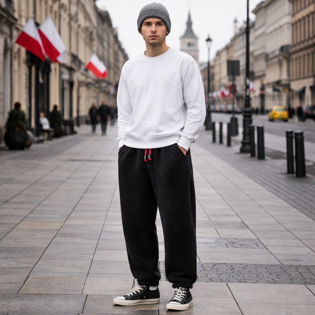 Spodnie dresowe z polaru Luźny krój Męskie