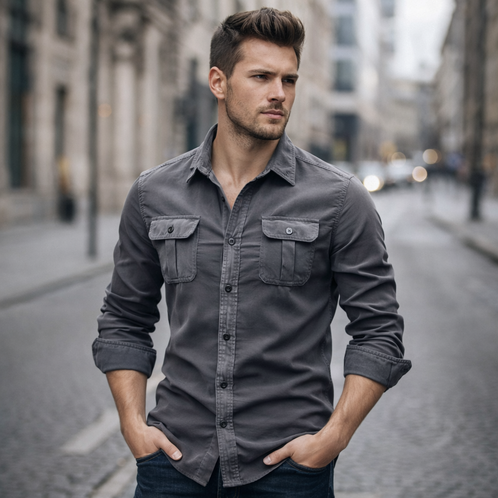 Koszula Bawełniana Slim Fit z Guzikami