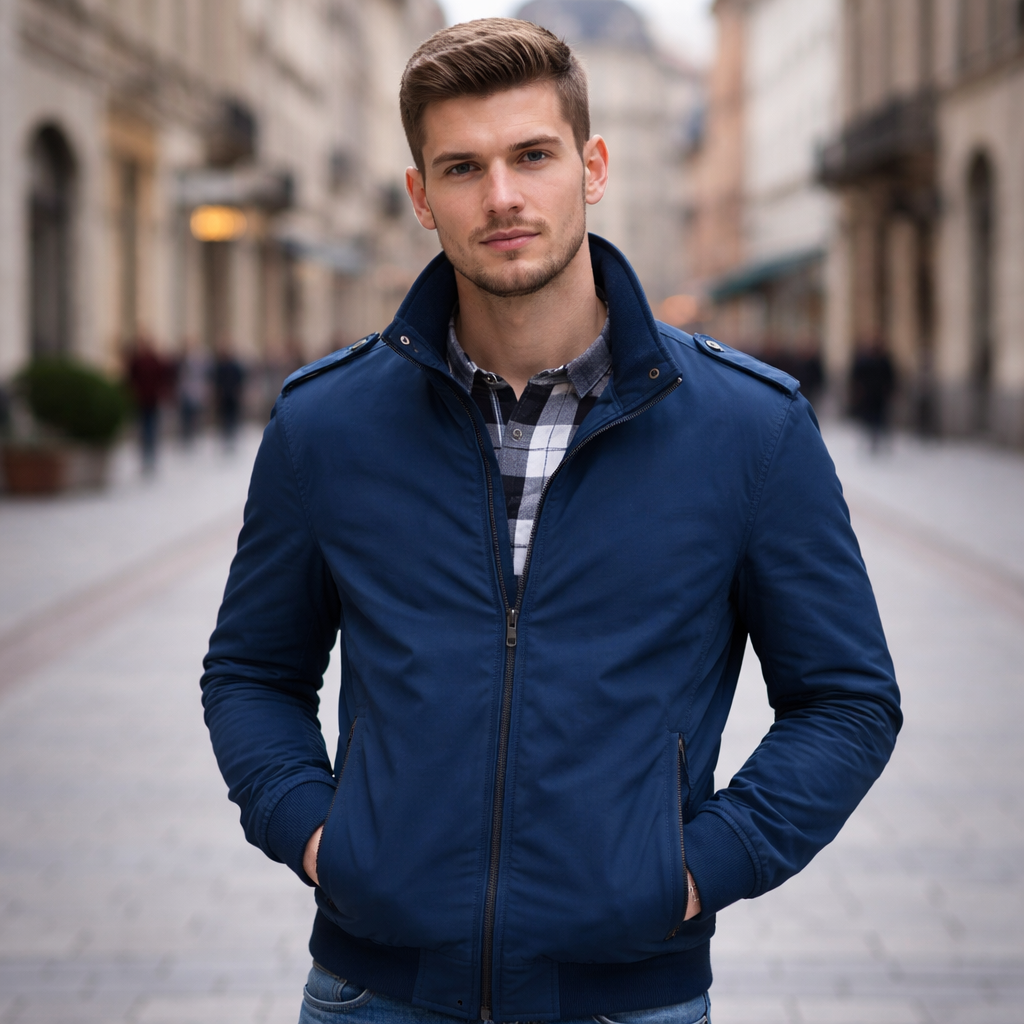 Lekka męska kurtka typu bomber o dopasowanym kroju