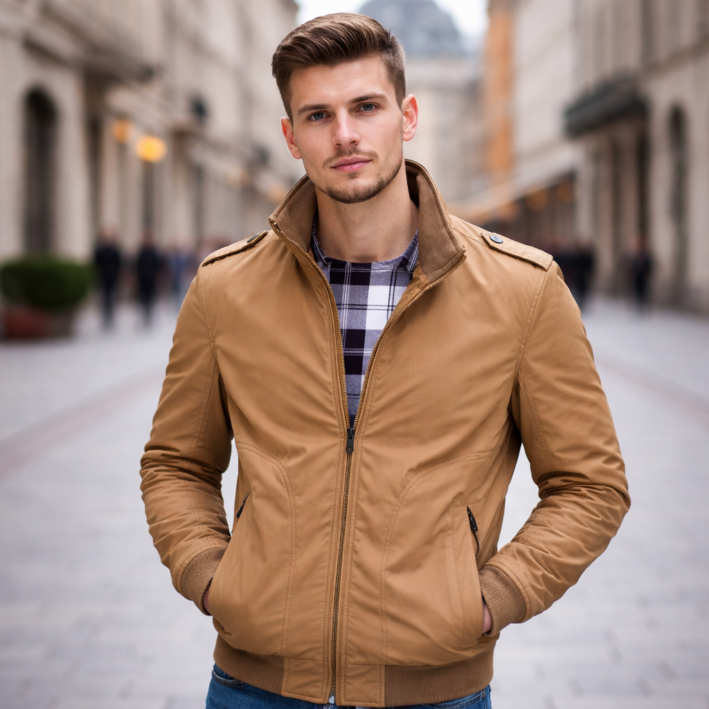 Lekka męska kurtka typu bomber o dopasowanym kroju