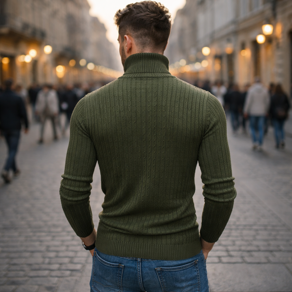 Sweter z golfem lub ściągaczem, dopasowany krój