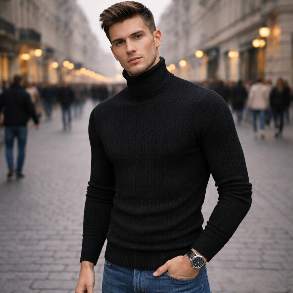 Sweter z golfem lub ściągaczem, dopasowany krój