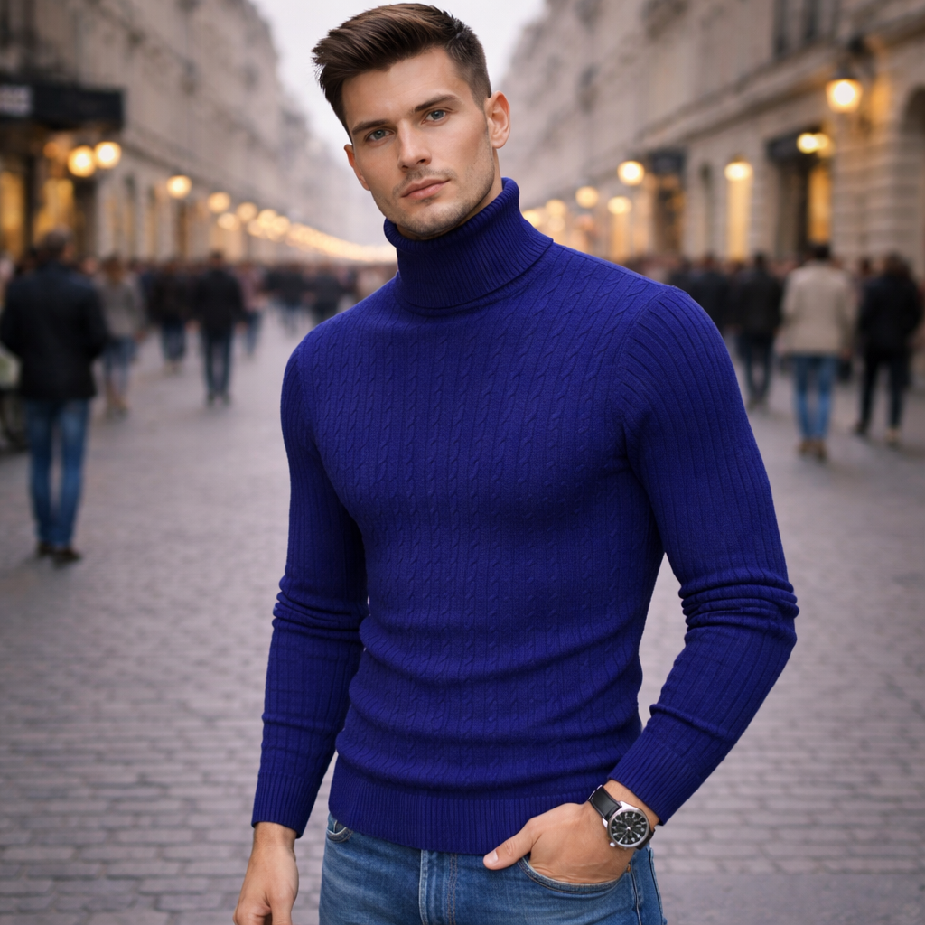 Sweter z golfem lub ściągaczem, dopasowany krój