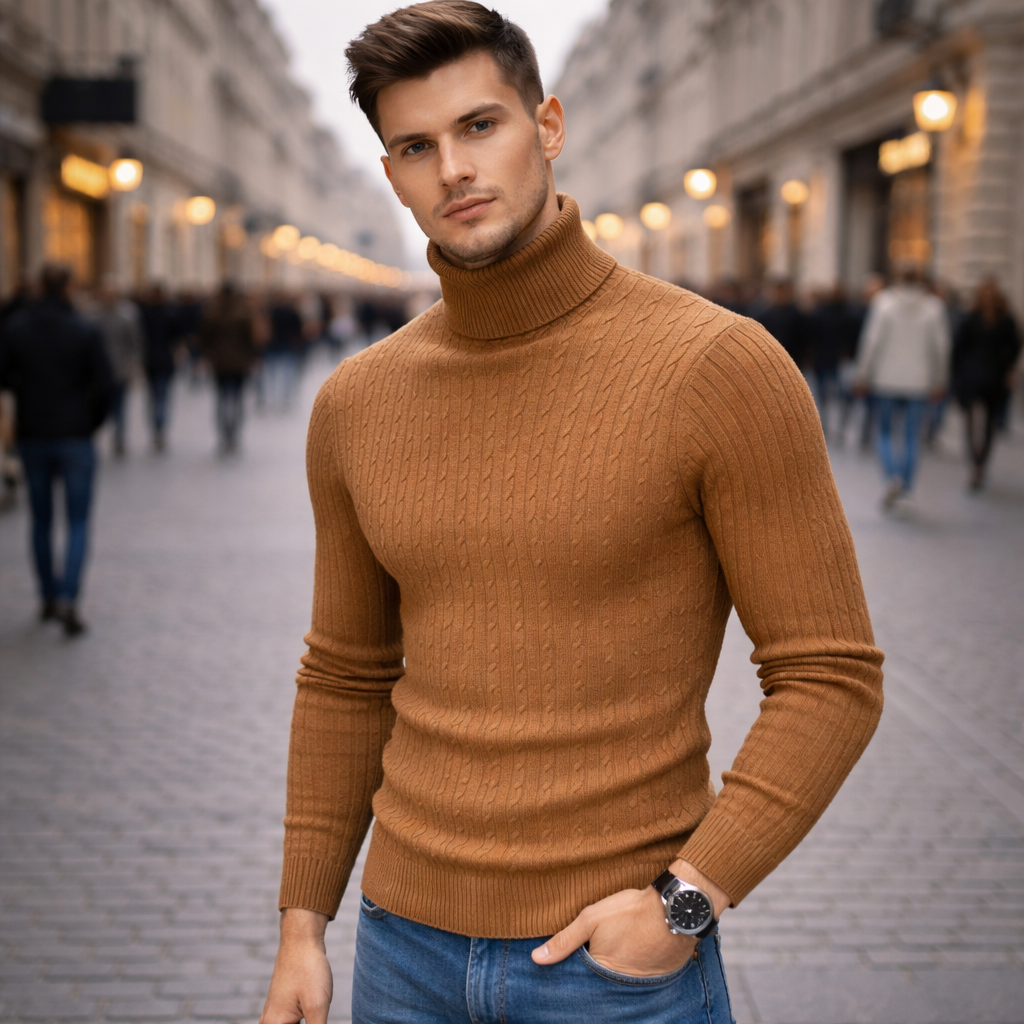 Sweter z golfem lub ściągaczem, dopasowany krój