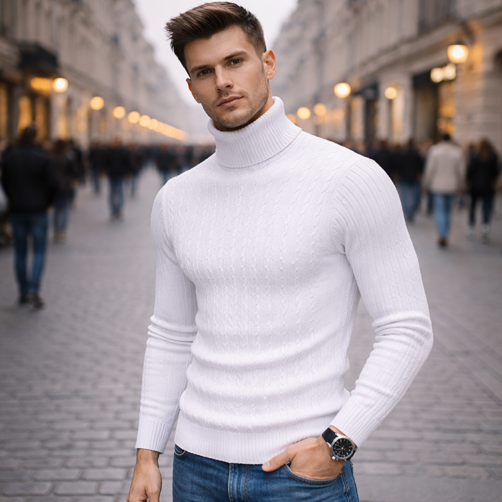 Sweter z golfem lub ściągaczem, dopasowany krój