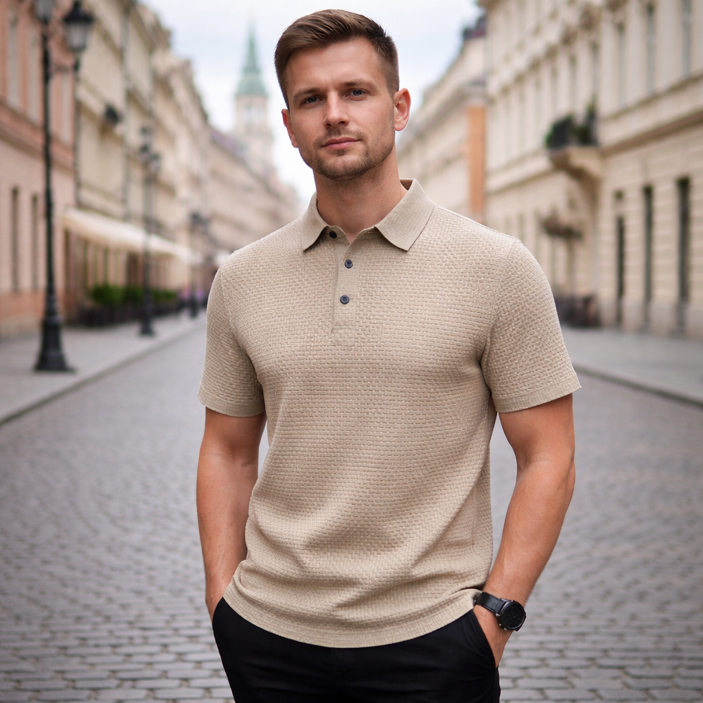 Koszulka polo z dzianiny teksturowanej o dopasowanym kroju