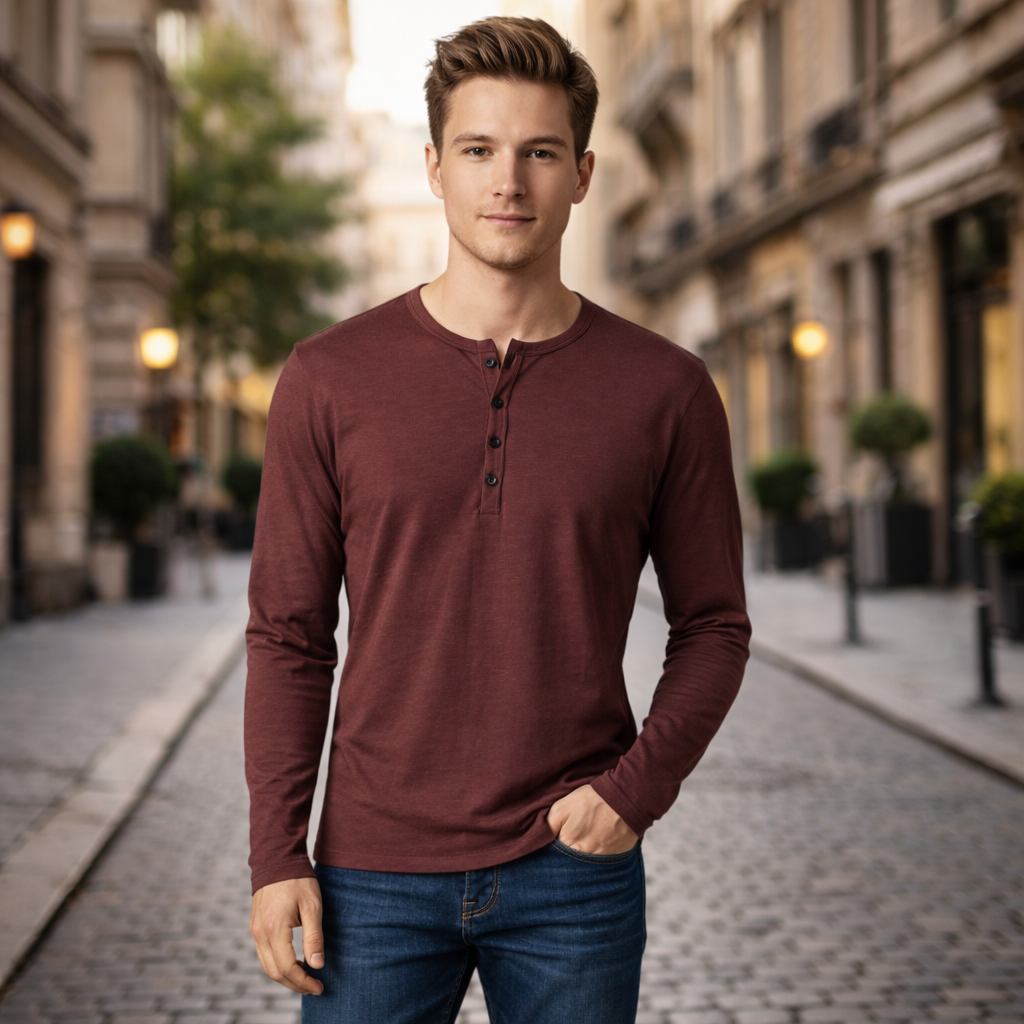 Bawełniana koszulka Henley o dopasowanym kroju