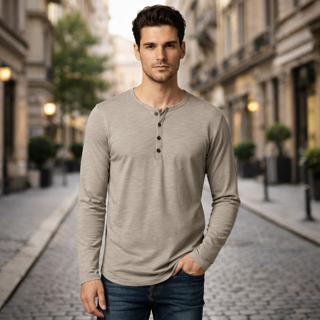 Bawełniana koszulka Henley o dopasowanym kroju