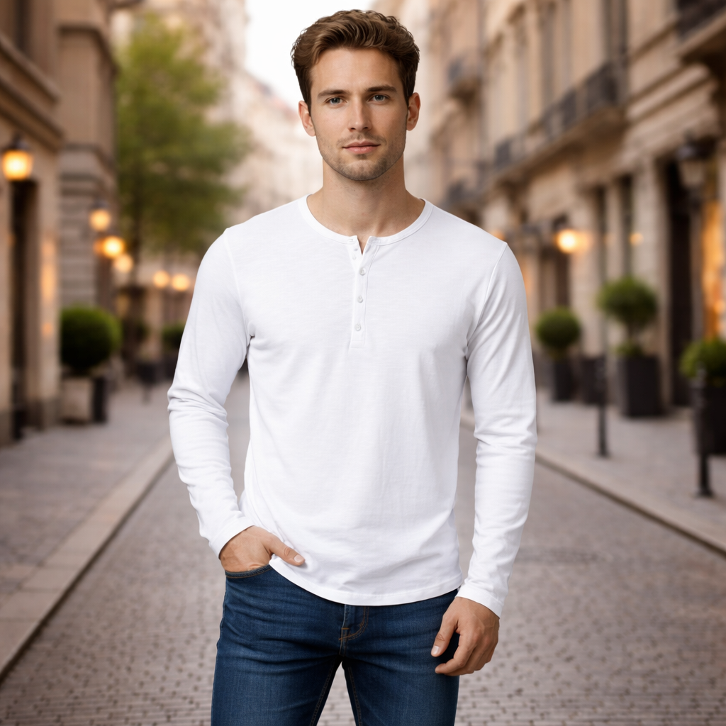 Bawełniana koszulka Henley o dopasowanym kroju