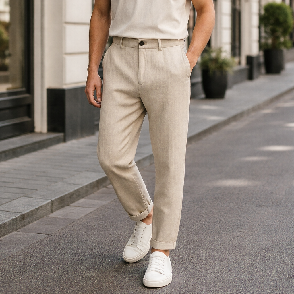 bawełniane spodnie męskie o dopasowanym kroju