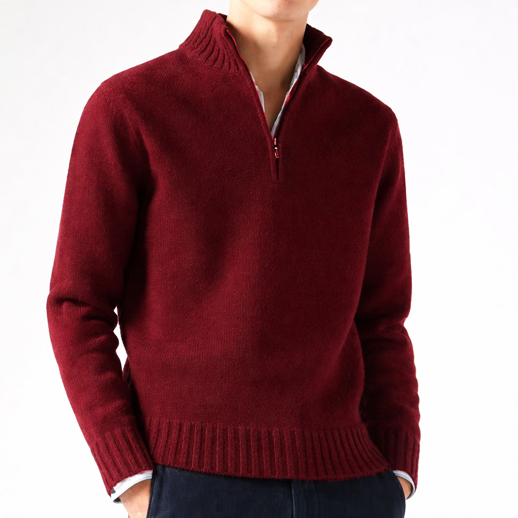Sweter Teal z dzianiny z zamkiem błyskawicznym, regularny krój dla mężczyzn