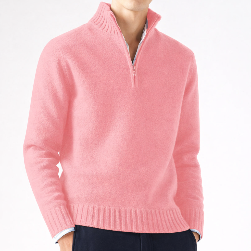 Sweter Teal z dzianiny z zamkiem błyskawicznym, regularny krój dla mężczyzn