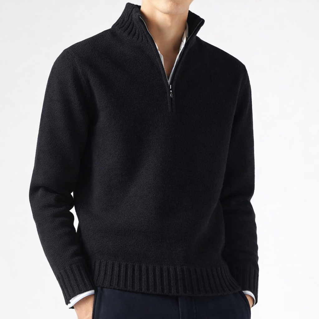 Sweter Teal z dzianiny z zamkiem błyskawicznym, regularny krój dla mężczyzn