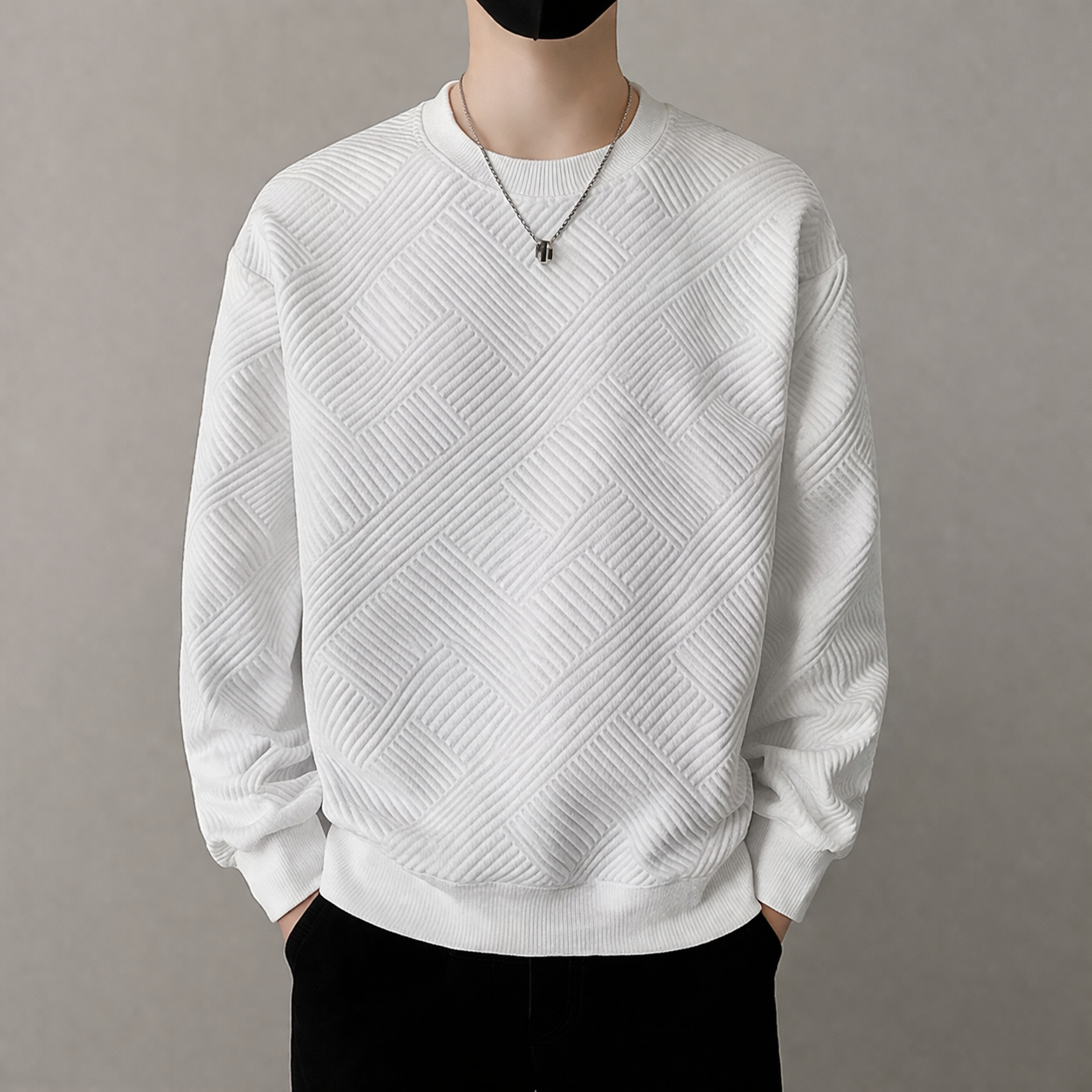 Bluza z dzianiny o fakturze, o dopasowanym kroju