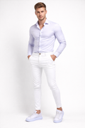 Białe Elastyczne Spodnie Chino Slim Fit