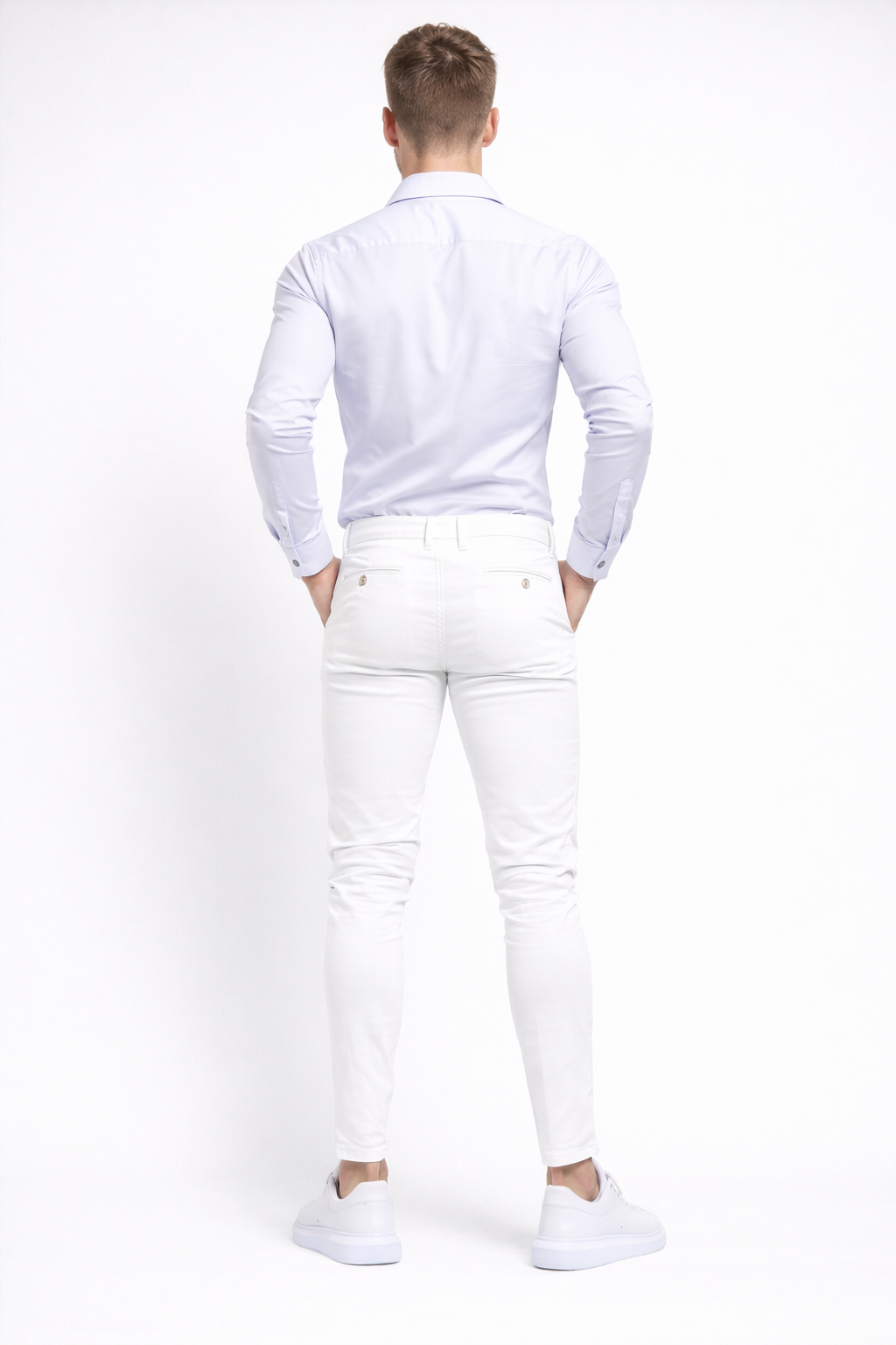 Białe Elastyczne Spodnie Chino Slim Fit