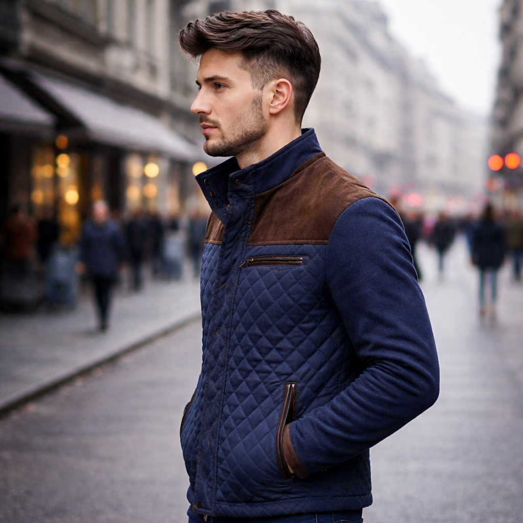 Pikowana Kurtka Dżinsowa Slim Fit Casual