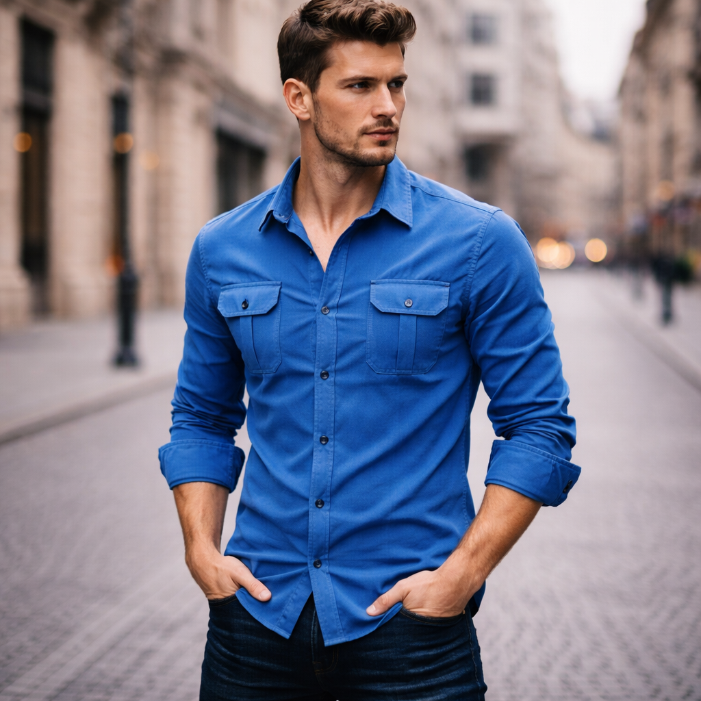 Koszula Bawełniana Slim Fit z Guzikami