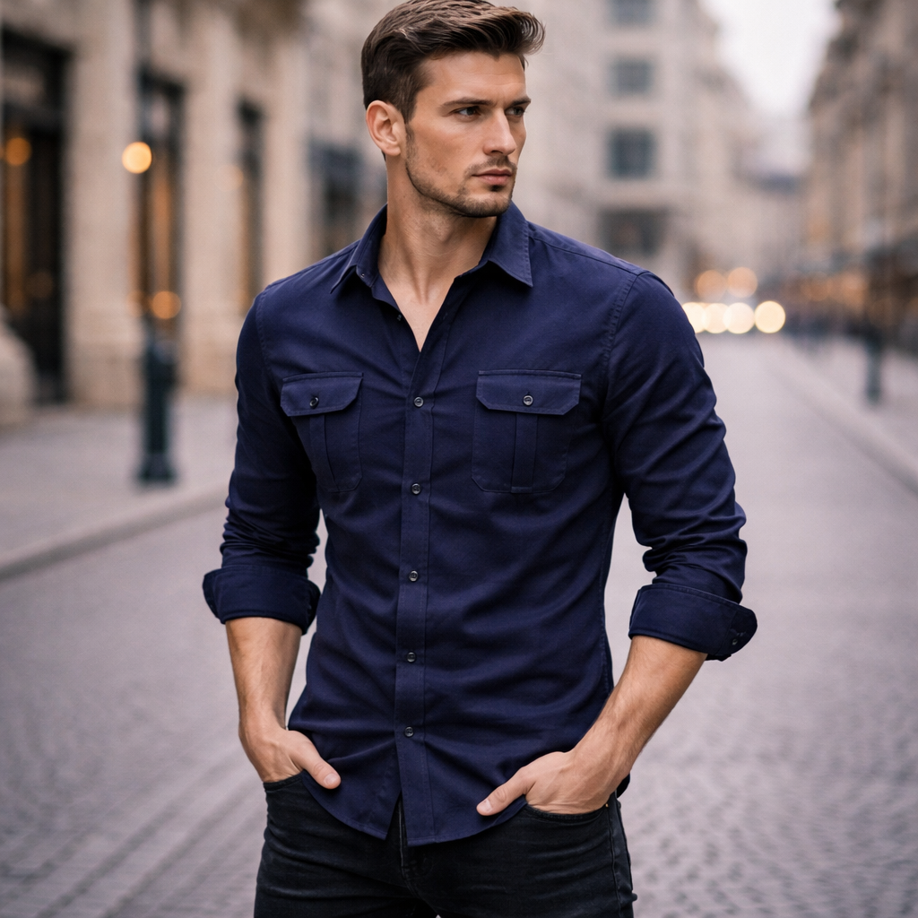 Koszula Bawełniana Slim Fit z Guzikami