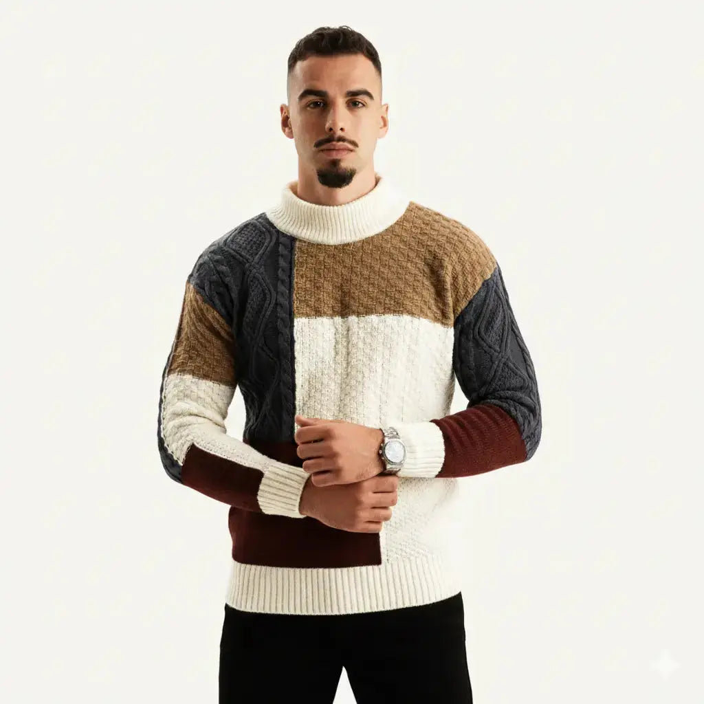 Sweter z dzianiny w stylu color block, o dopasowanym kroju, męski