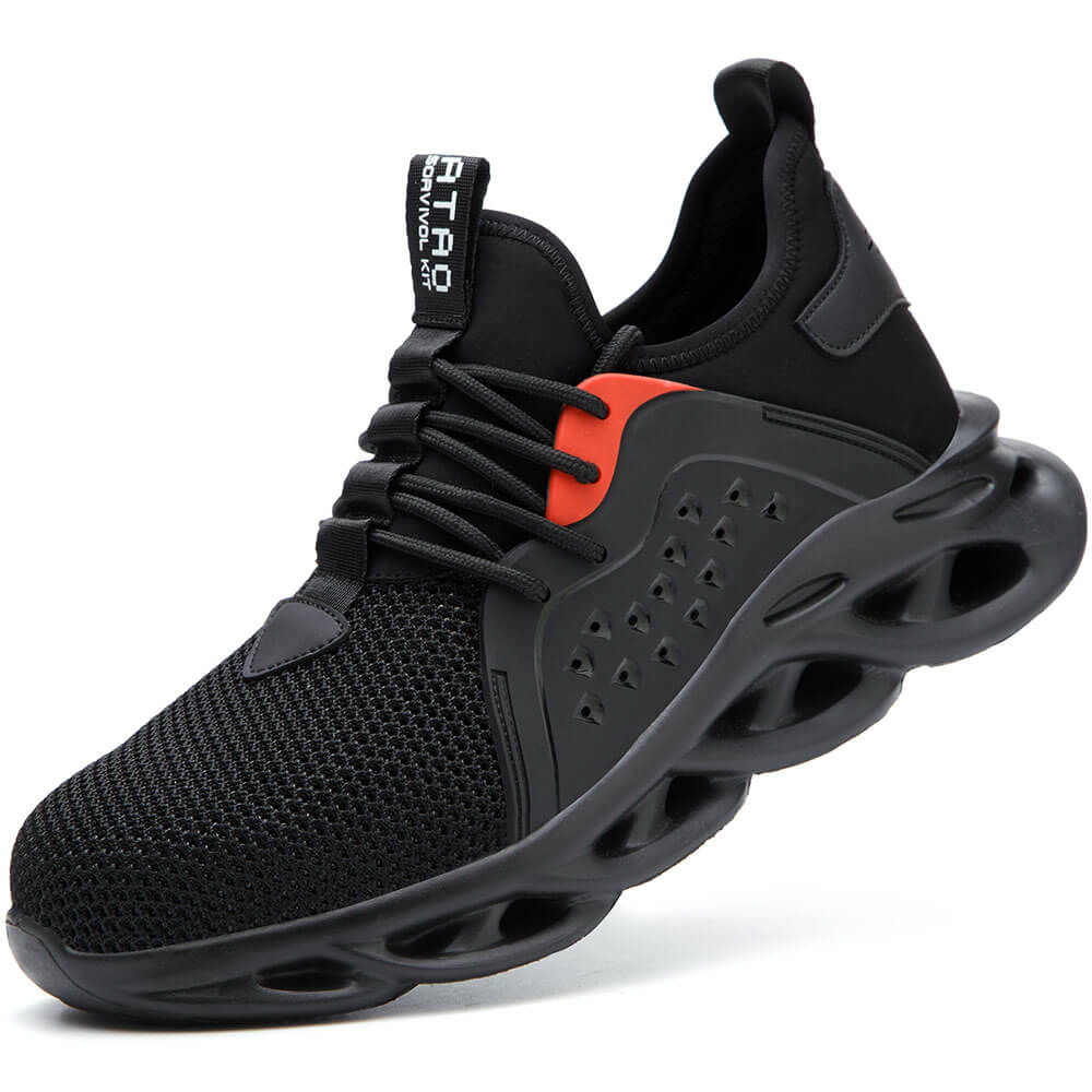 Czarne męskie trampki z dzianiny siateczkowej z amortyzacją sportową