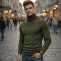 Sweter z golfem lub ściągaczem, dopasowany krój