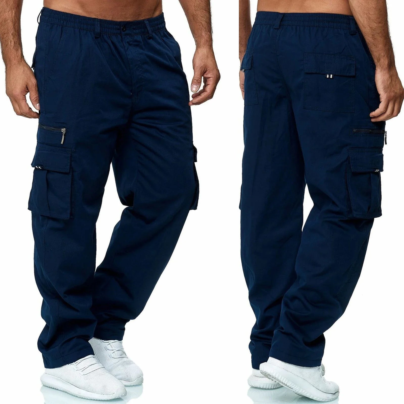 Bawełnowe Spodnie Cargo Męskie Luźny Krój