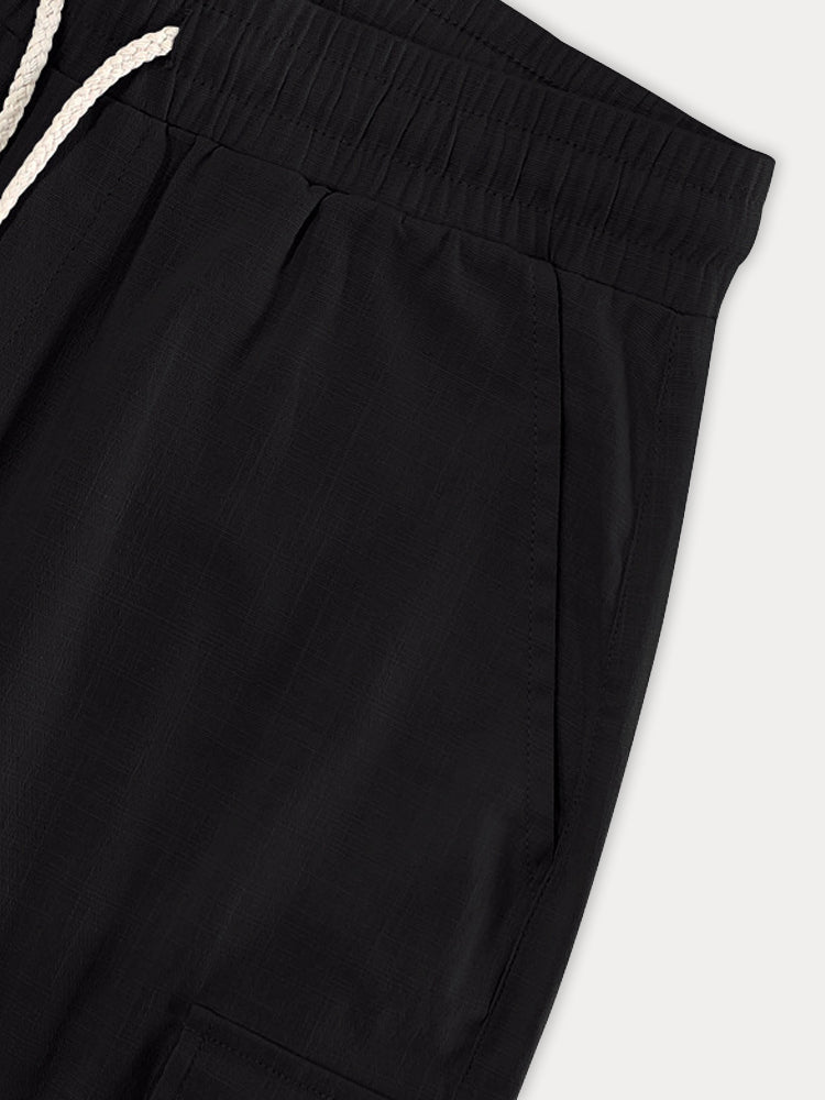 Lniane szorty cargo, luźne, męskie