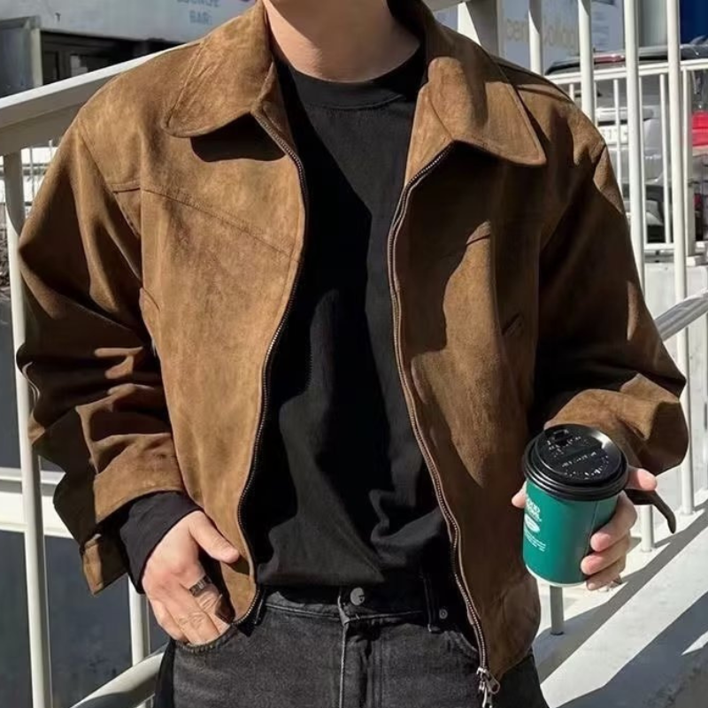 Teksturowana kurtka klasyczna, regularny krój męski