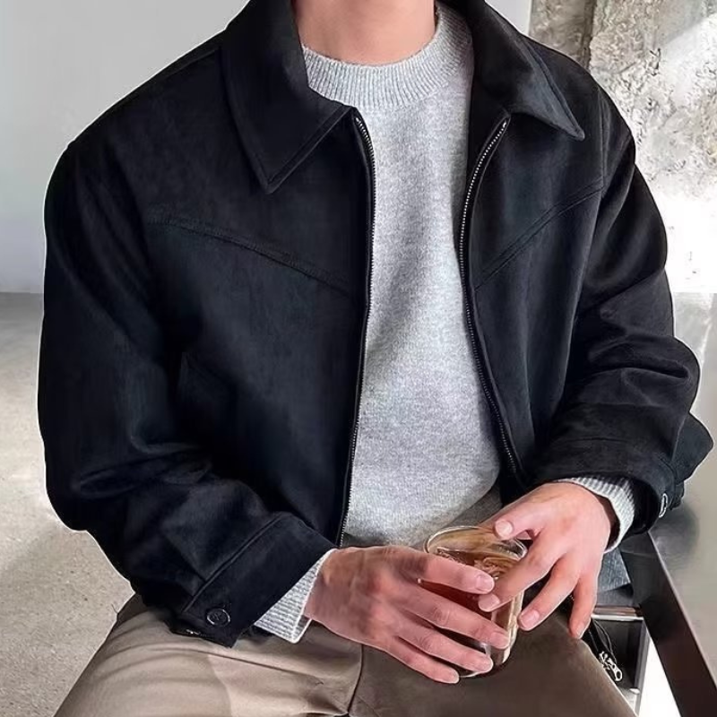 Teksturowana kurtka klasyczna, regularny krój męski