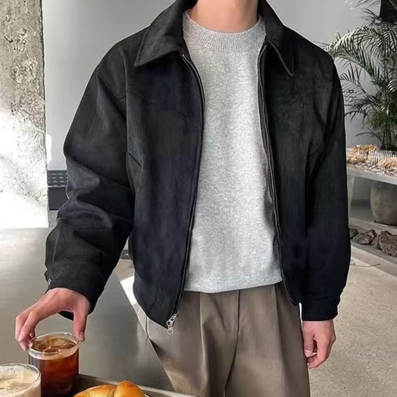 Teksturowana kurtka klasyczna, regularny krój męski