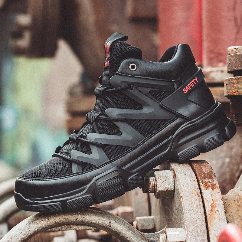 Czarne siateczkowe trampki ochronne dla mężczyzn