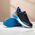 Siatkowe Niebieskie Sneakersy Sportowe Męskie